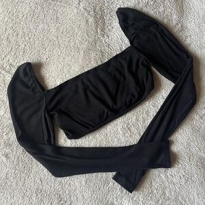 Black Off-Shoulder Crop Top